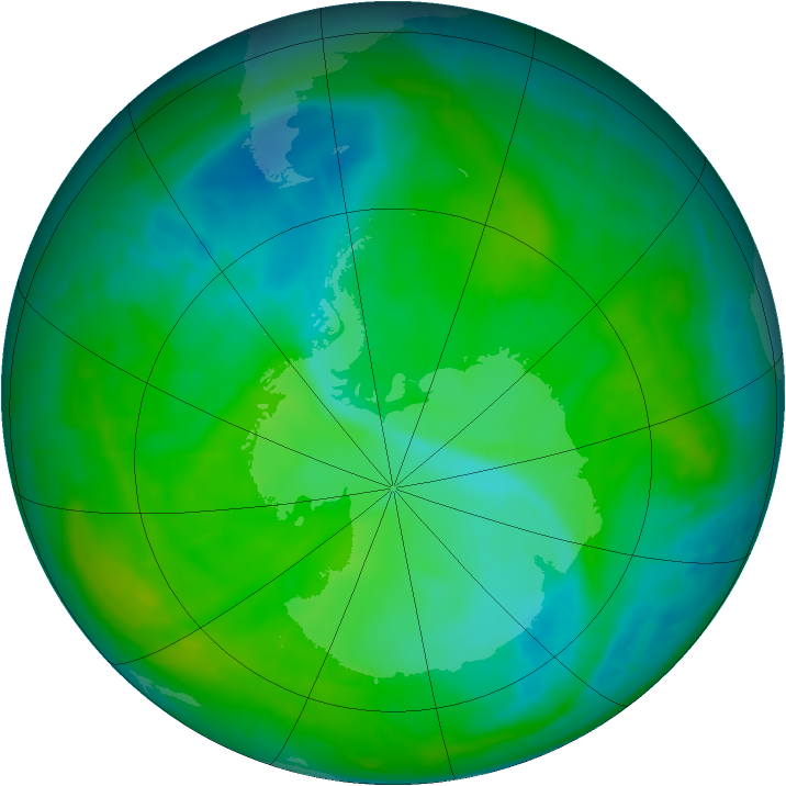 Antarctic ozone map for 13 December 2014